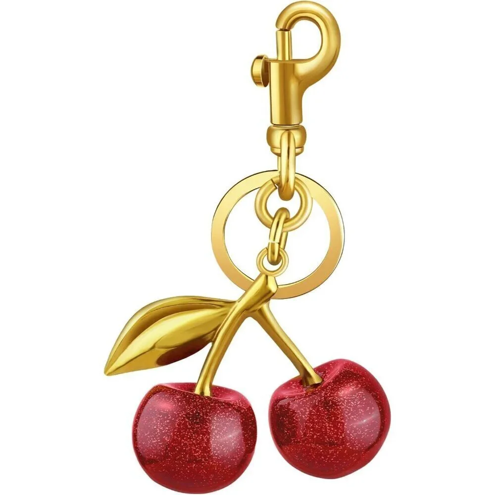 Women's Red Cute Charm Metal Clasp Stylish Cherry Decorate Keychain Handbag